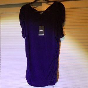 DKNY/NAVY.RUCHED.JERSEY.TOP